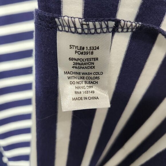 Shiela Rose Striped Open Front Jersey Cardigan in Navy and White - Size 2X - Picture 7 of 7